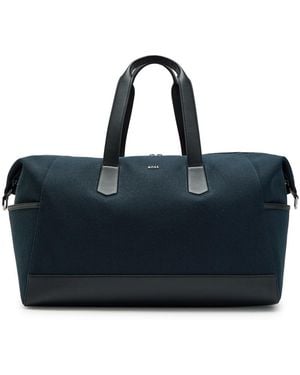 BOSS Dakkar Leather-Trim Canvas Holdall Bag - Blue