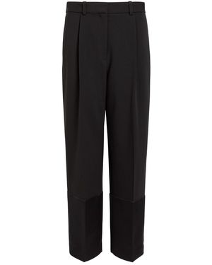 Tory Burch Satin Cuffs Cropped Crepe Trousers - Black