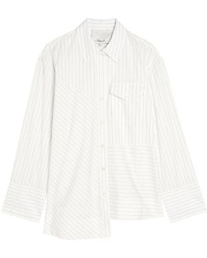 3.1 Phillip Lim Pinstriped Asymmetric Cotton-Poplin Shirt - White