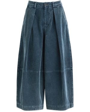 YMC Deadbeat Cropped Corduroy Trousers - Blue