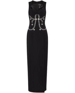 Huishan Zhang Izmara Crystal-Embellished Crepe Maxi Dress - Black