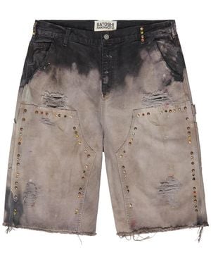 Satoshi Nakamoto Danny's Distressed Denim Shorts - Gray