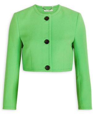 Emilia Wickstead Lizette Wool-Crepe Cropped Jacket - Green
