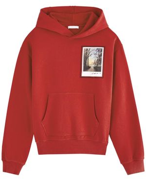 Helmut Lang Postcard Printed Hooded Cotton Sweatshirt - Red