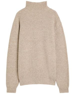 Lemaire High Neck Ribbed Alpaca-Blend Sweater - Natural