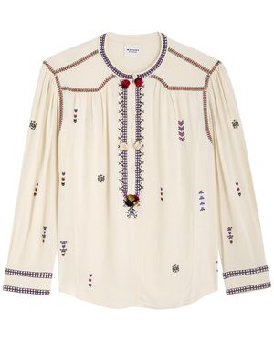 Isabel Marant Pelson Embroidered Woven Blouse - Natural