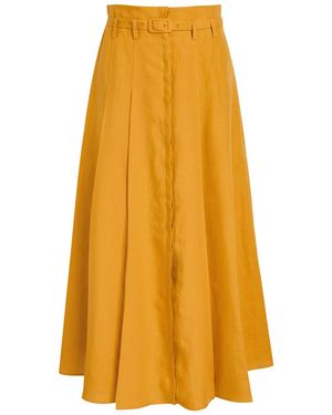 Gabriela Hearst Dugald Pleated Linen Maxi Skirt - Yellow