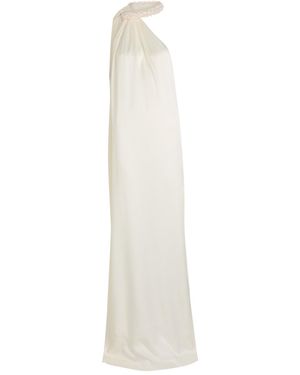 Stella McCartney Faux Pearl-Embellished Satin Gown - White