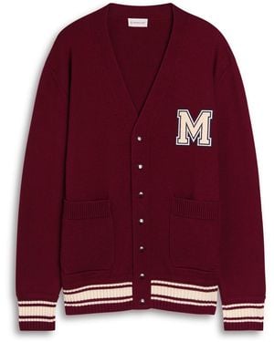 Moncler Appliquéd Wool Cardigan - Red