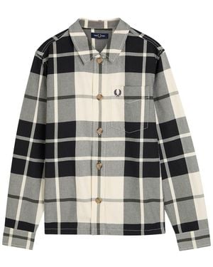 Fred Perry Checked Twill Overshirt - Black
