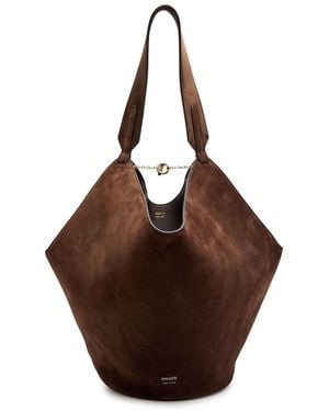 KHAITE Lotus Small Suede Tote - Brown