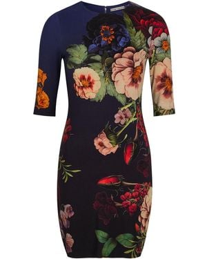 Alice + Olivia Delora Floral-Print Jersey Mini Dress - Black