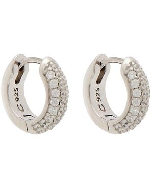 CERNUCCI Iced Pave Micro Sterling Hoop Earrings - White