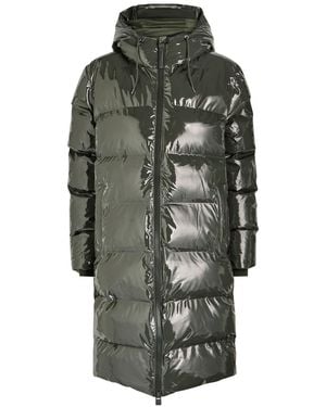 Rains Alta Long Quilted Coated Waterproof Jacket - Gray