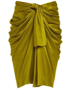 Chloé Draped Silk Knee-Length Skirt - Green