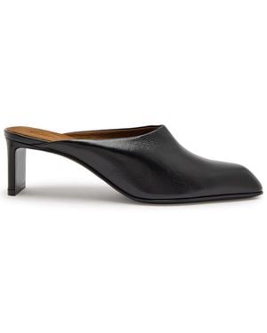KHAITE Colt 50 Glossed Leather Mules - Black