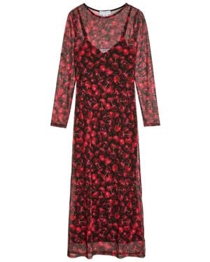 Never Fully Dressed Soho Cherry-Print Mesh Midi Dress - Red