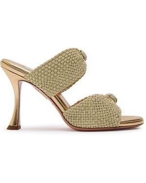 Aquazzura Smile 95 Metallic Leather Mules