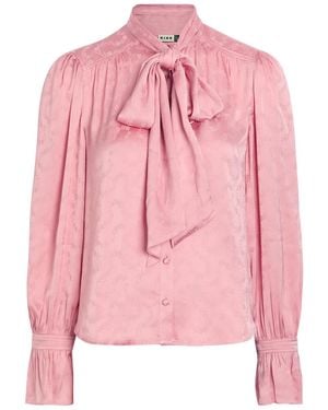 RIXO London Evanora Floral-Jacquard Satin Blouse - Pink