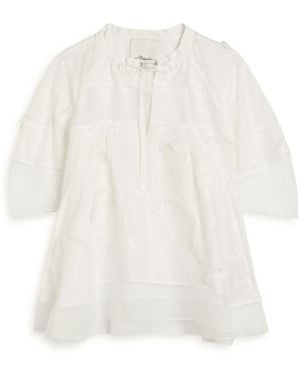 3.1 Phillip Lim Embroidered Tulle And Cotton Top - White