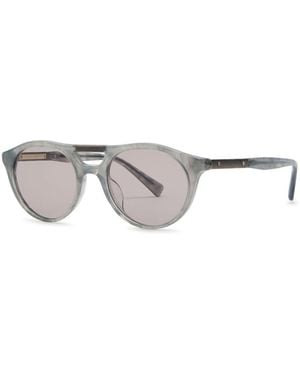 Brunello Cucinelli Flattop Round-Frame Sunglasses - Grey