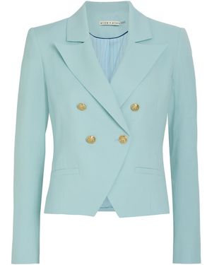 Alice + Olivia Sable Double-Breasted Cropped Blazer - Blue