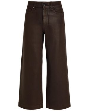 PAIGE Anessa Coated Wide-Leg Jeans - Brown