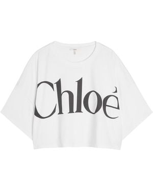 Chloé Logo-Printed Cotton T-Shirt - White