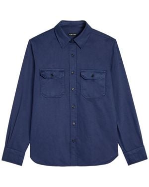 Tom Ford Cotton And Linen-Blend Shirt - Blue