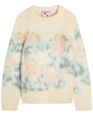 BERNADETTE Willy Floral-Intarsia Silk Sweater - White