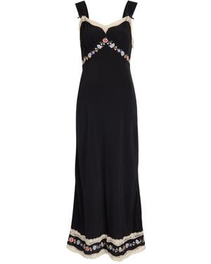 RIXO London Lucie Floral-Embroidered Chiffon Midi Dress - Black