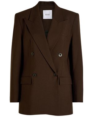 Esse Studios Onus Double-Breasted Woven Blazer - Brown