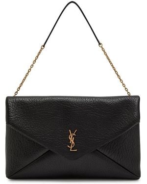 Saint Laurent Envelope Grained Leather Pouch - Black