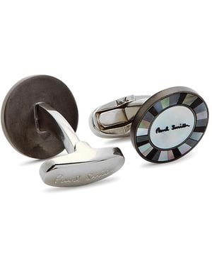 Paul Smith Mother-Of-Pearl Striped Cufflinks - Metallic