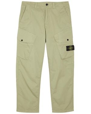 Stone Island Logo-Appliquéd Stretch-Cotton Cargo Pants - Green