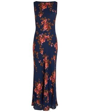 Reformation Prescott Floral Print Chiffon Maxi Dress - Blue