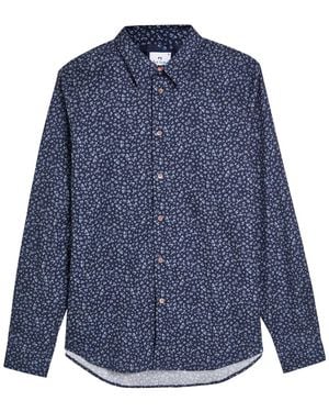 Paul Smith Patterned Stretch-Cotton Shirt - Blue