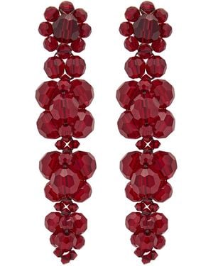 Simone Rocha Cluster Crystal-Embellished Drop Earrings - Red