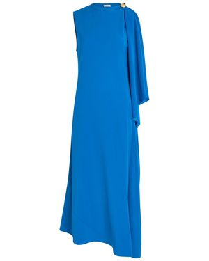 JOSEPH Aly Cascading Crepe Midi Dress - Blue