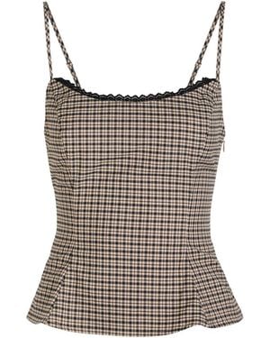 Reformation Genevieve Plaid Woven Top - Natural