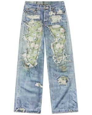 Acne Studios Printed Wide-Leg Jeans - Blue