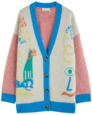 ALÉMAIS Nadia Colour-Blocked Mohair-Blend Cardigan - Blue