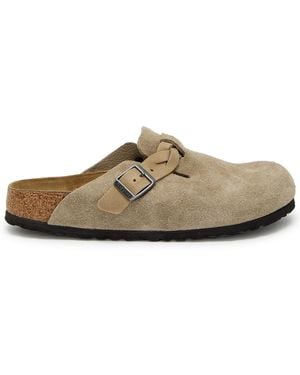 Birkenstock Boston Braided Brushed Suede Clogs - Brown