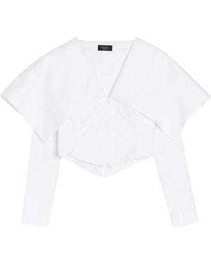 A.W.A.K.E. MODE Oversized-Collar Cropped Cotton-Blend Jacket - White