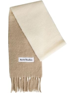Acne Studios Logo-Appliquéd Fringed Alpaca-Blend Scarf - Natural