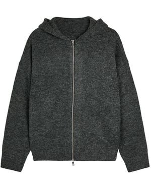 MKI Miyuki-Zoku Logo-Embroidered Hooded Brushed Knit Jumper - Grey