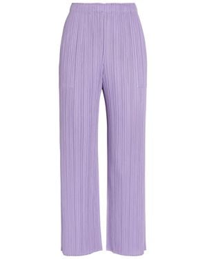 Pleats Please Issey Miyake Pleated Wide-Leg Woven Trousers - Purple