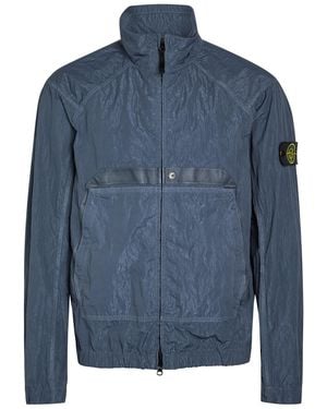 Stone Island Warp Crinkled Nylon Jacket - Blue