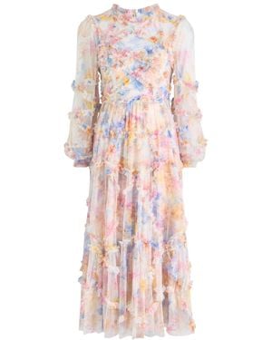 Needle & Thread Mariannes Floral-Embellished Tulle Midi Dress - Pink