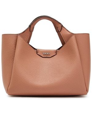 DKNY Willa Mini Grained Leather Satchel Bag - Brown